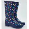 GX559: Navy Heart Wellington Boots (Shoe Sizes: 12-5)
